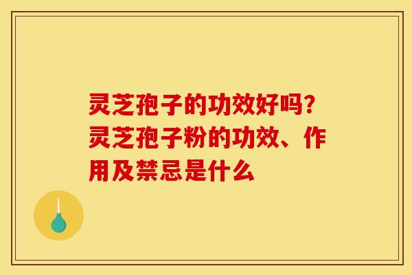 灵芝孢子的功效好吗?灵芝孢子粉的功效、作用及禁忌是什么