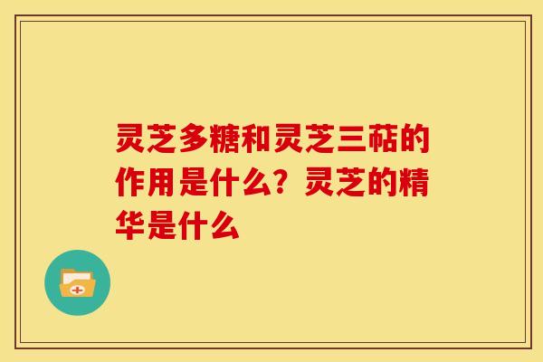 灵芝多糖和灵芝三萜的作用是什么?灵芝的精华是什么