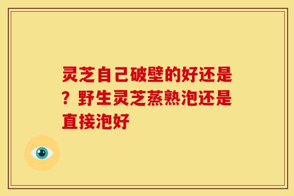 灵芝自己破壁的好还是?野生灵芝蒸熟泡还是直接泡好