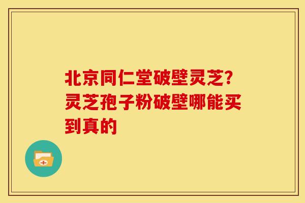 北京同仁堂破壁灵芝?灵芝孢子粉破壁哪能买到真的