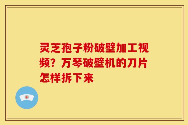 灵芝孢子粉破壁加工视频?万琴破壁机的刀片怎样拆下来