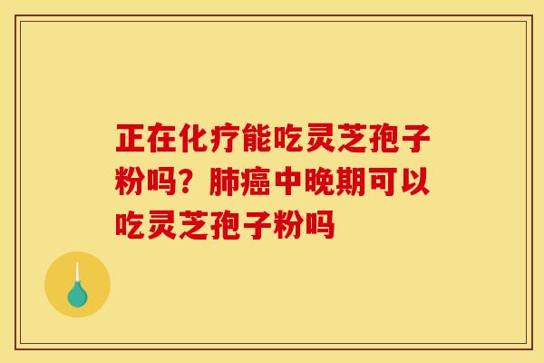 正在化疗能吃灵芝孢子粉吗?肺癌中晚期可以吃灵芝孢子粉吗