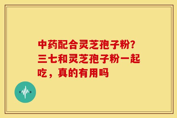 中药配合灵芝孢子粉？三七和灵芝孢子粉一起吃，真的有用吗