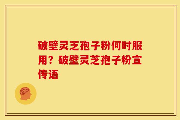 破壁灵芝孢子粉何时服用?破壁灵芝孢子粉宣传语