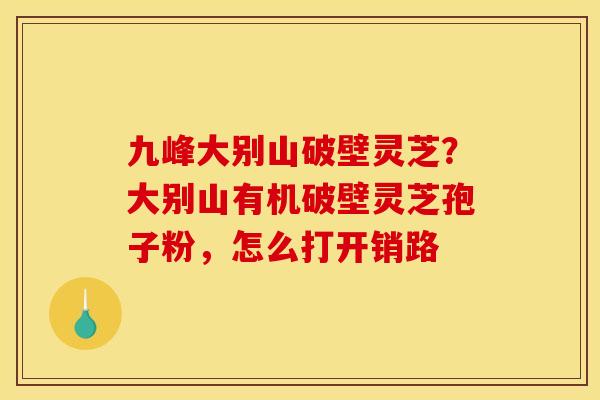 九峰大别山破壁灵芝?大别山有机破壁灵芝孢子粉,怎么打开销路