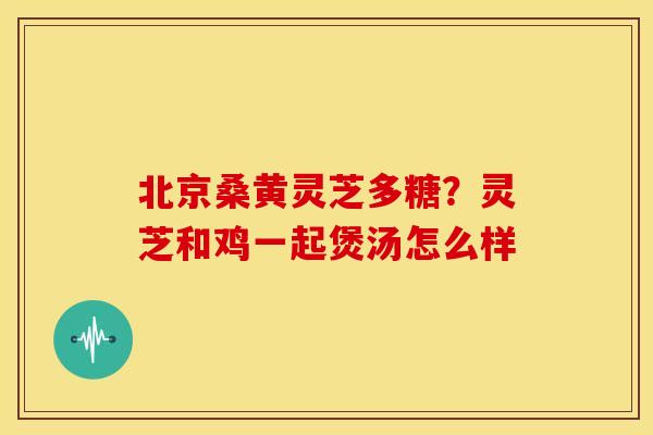 北京桑黄灵芝多糖？灵芝和鸡一起煲汤怎么样
