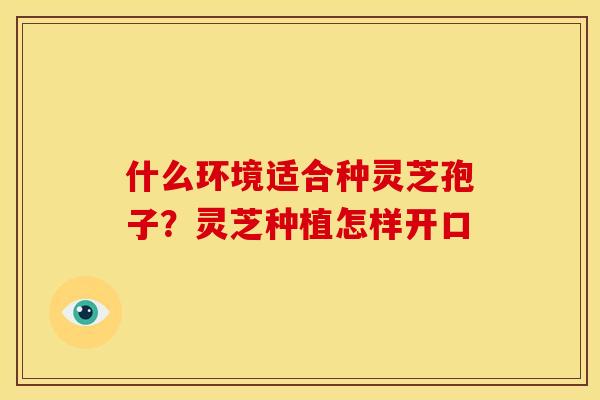 什么环境适合种灵芝孢子?灵芝种植怎样开口