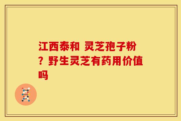 江西泰和 灵芝孢子粉？野生灵芝有药用价值吗