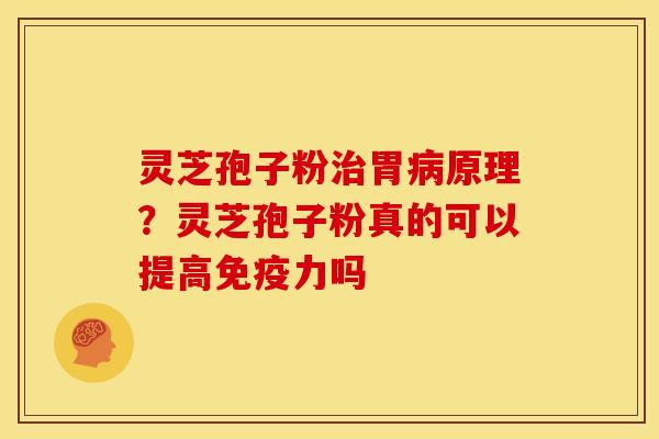 灵芝孢子粉治胃病原理?灵芝孢子粉真的可以提高免疫力吗
