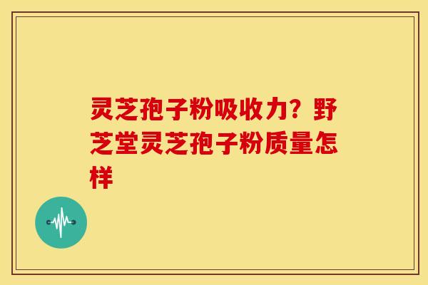 灵芝孢子粉吸收力?野芝堂灵芝孢子粉质量怎样