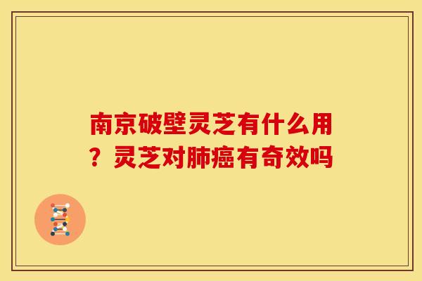 南京破壁灵芝有什么用？灵芝对肺癌有奇效吗