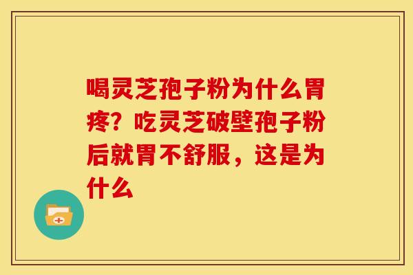 喝灵芝孢子粉为什么胃疼?吃灵芝破壁孢子粉后就胃不舒服,这是为什么