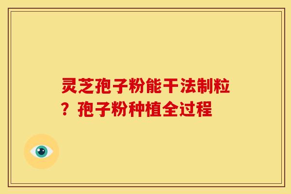 灵芝孢子粉能干法制粒?孢子粉种植全过程