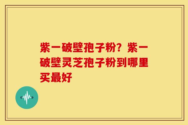 紫一破壁孢子粉？紫一破壁灵芝孢子粉到哪里买最好