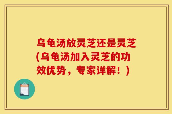 乌龟汤放灵芝还是灵芝(乌龟汤加入灵芝的功效优势,专家详解!)