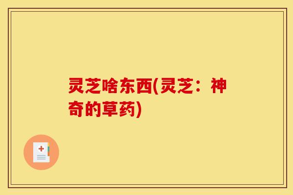 灵芝啥东西(灵芝:神奇的草药)