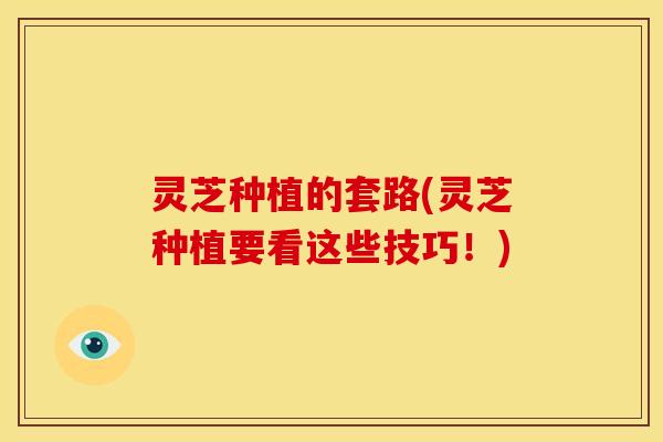 灵芝种植的套路(灵芝种植要看这些技巧!)