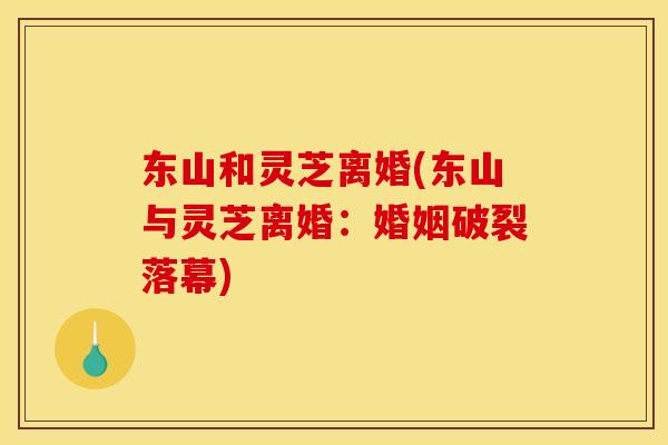 东山和灵芝离婚(东山与灵芝离婚:婚姻破裂落幕)