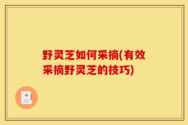 野灵芝如何采摘(有效采摘野灵芝的技巧)