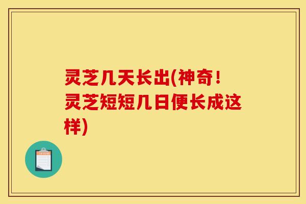 灵芝几天长出(神奇!灵芝短短几日便长成这样)