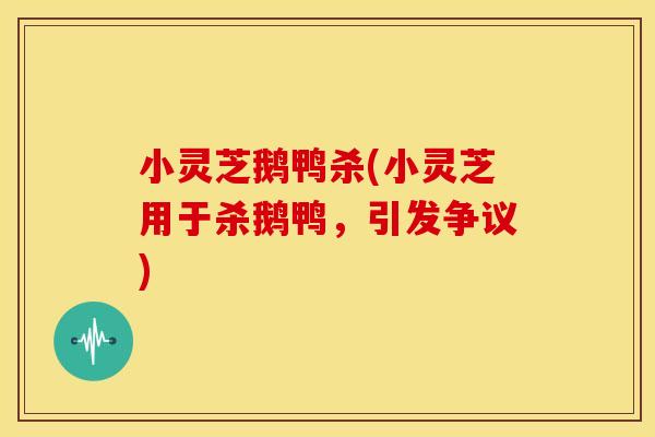 小灵芝鹅鸭杀(小灵芝用于杀鹅鸭,引发争议)