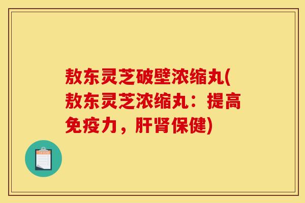 敖东灵芝破壁浓缩丸(敖东灵芝浓缩丸：提高免疫力，肝肾保健)