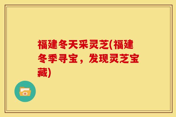 福建冬天采灵芝(福建冬季寻宝,发现灵芝宝藏)