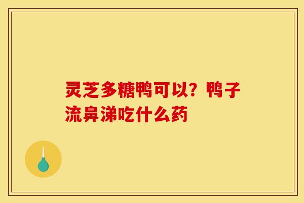 灵芝多糖鸭可以?鸭子流鼻涕吃什么药
