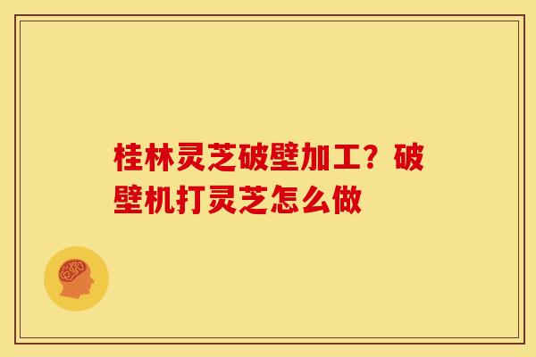桂林灵芝破壁加工？破壁机打灵芝怎么做