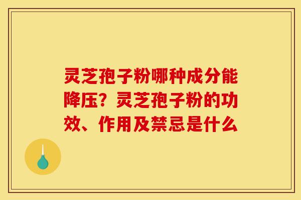 灵芝孢子粉哪种成分能降压?灵芝孢子粉的功效、作用及禁忌是什么