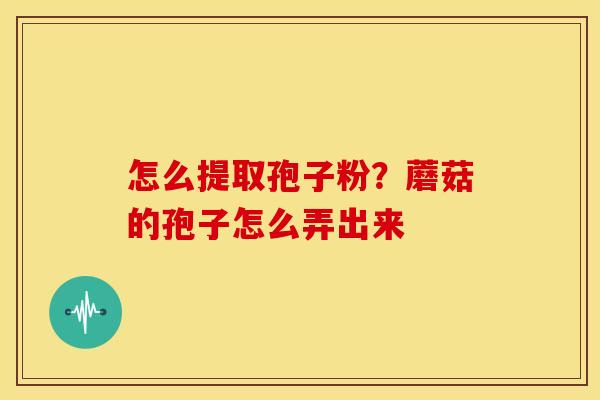 怎么提取孢子粉?蘑菇的孢子怎么弄出来