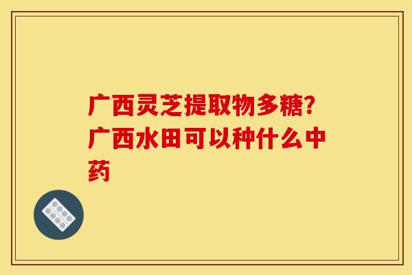 广西灵芝提取物多糖?广西水田可以种什么中药