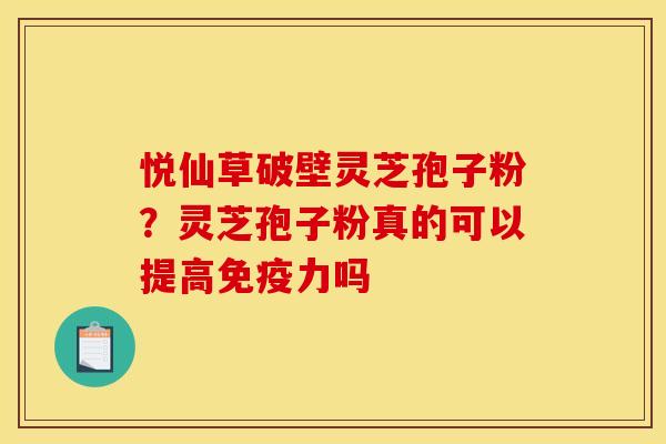 悦仙草破壁灵芝孢子粉?灵芝孢子粉真的可以提高免疫力吗