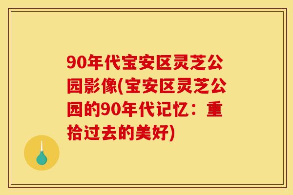 90年代宝安区灵芝公园影像(宝安区灵芝公园的90年代记忆:重拾过去的美好)