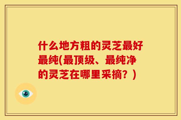什么地方粗的灵芝最好最纯(最顶级、最纯净的灵芝在哪里采摘？)