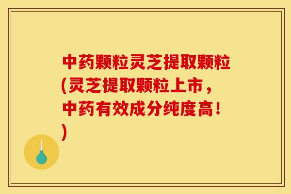 中药颗粒灵芝提取颗粒(灵芝提取颗粒上市,中药有效成分纯度高!)