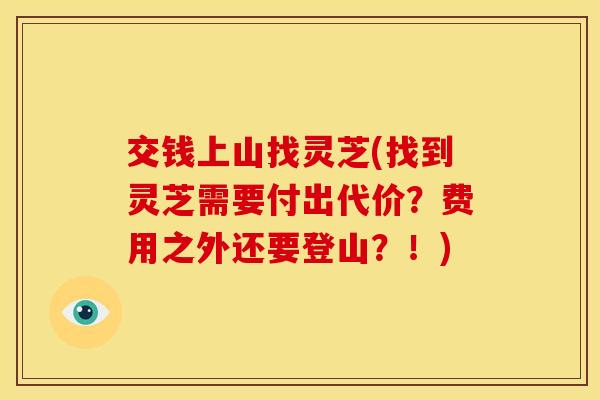 交钱上山找灵芝(找到灵芝需要付出代价？费用之外还要登山？！)