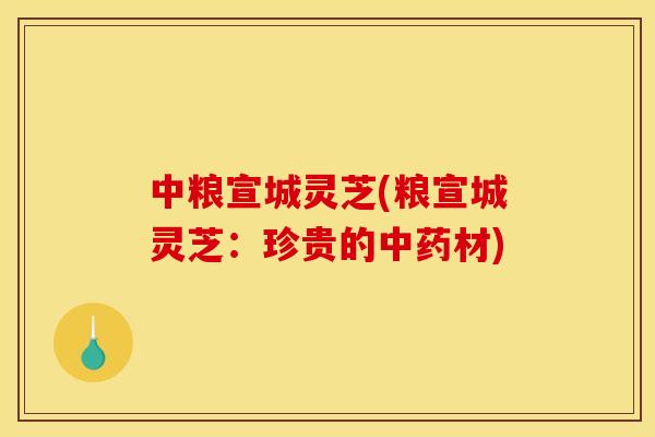 中粮宣城灵芝(粮宣城灵芝:珍贵的中药材)