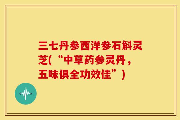 三七丹参西洋参石斛灵芝(“中草药参灵丹，五味俱全功效佳”)