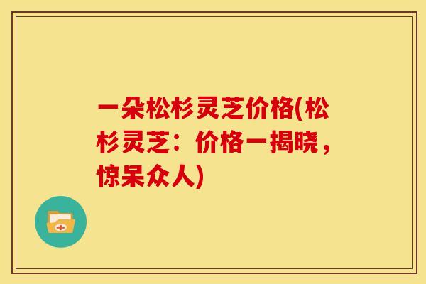 一朵松杉灵芝价格(松杉灵芝:价格一揭晓,惊呆众人)