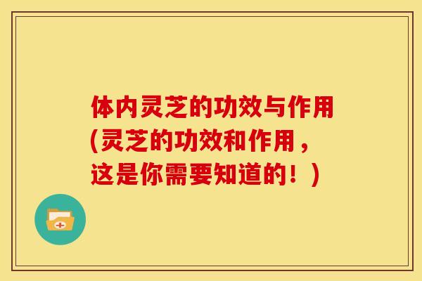 体内灵芝的功效与作用(灵芝的功效和作用,这是你需要知道的!)