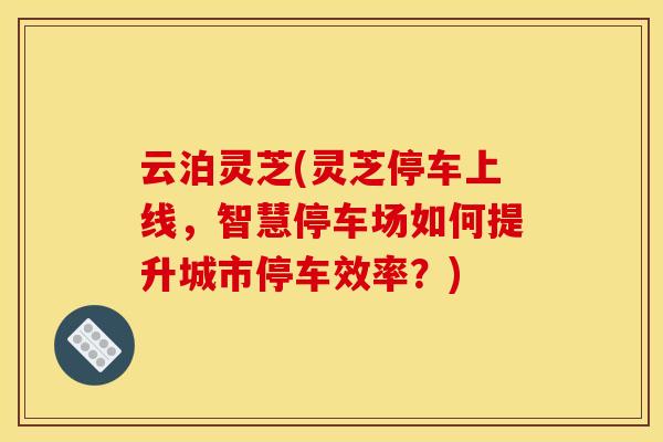云泊灵芝(灵芝停车上线,智慧停车场如何提升城市停车效率?)