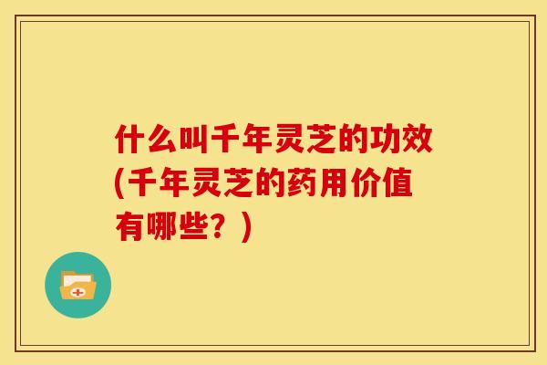 什么叫千年灵芝的功效(千年灵芝的药用价值有哪些?)
