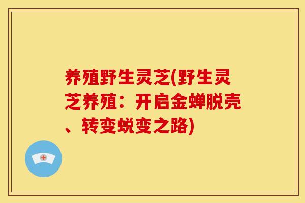 养殖野生灵芝(野生灵芝养殖:开启金蝉脱壳、转变蜕变之路)