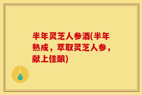 半年灵芝人参酒(半年熟成，萃取灵芝人参，献上佳酿)