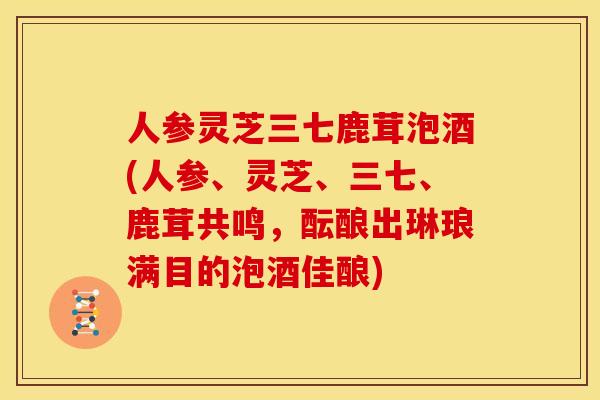 人参灵芝三七鹿茸泡酒(人参、灵芝、三七、鹿茸共鸣，酝酿出琳琅满目的泡酒佳酿)