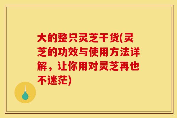 大的整只灵芝干货(灵芝的功效与使用方法详解,让你用对灵芝再也不迷茫)