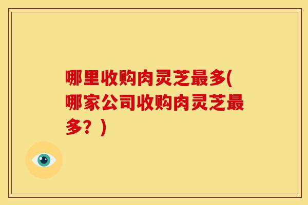 哪里收购肉灵芝最多(哪家公司收购肉灵芝最多？)