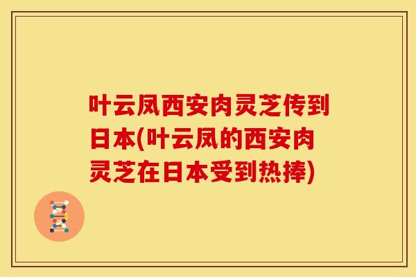 叶云凤西安肉灵芝传到日本(叶云凤的西安肉灵芝在日本受到热捧)
