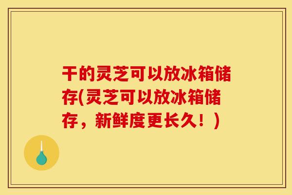 干的灵芝可以放冰箱储存(灵芝可以放冰箱储存,新鲜度更长久!)